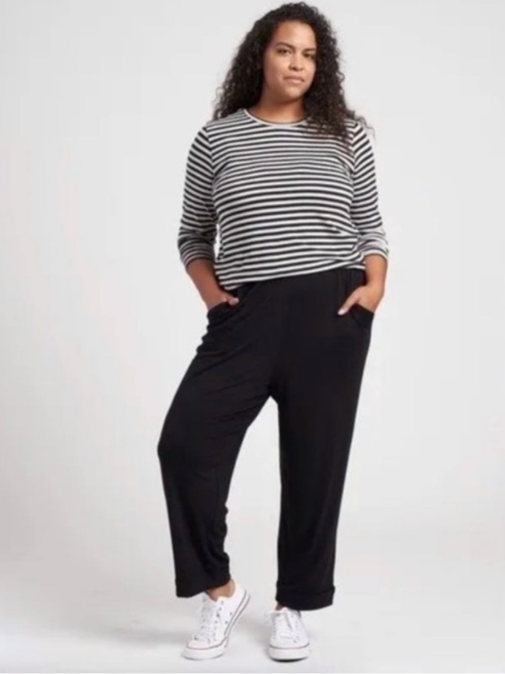 Universal Standard Slight Drop Crotch Jersey Pants Black Womens 14 XL